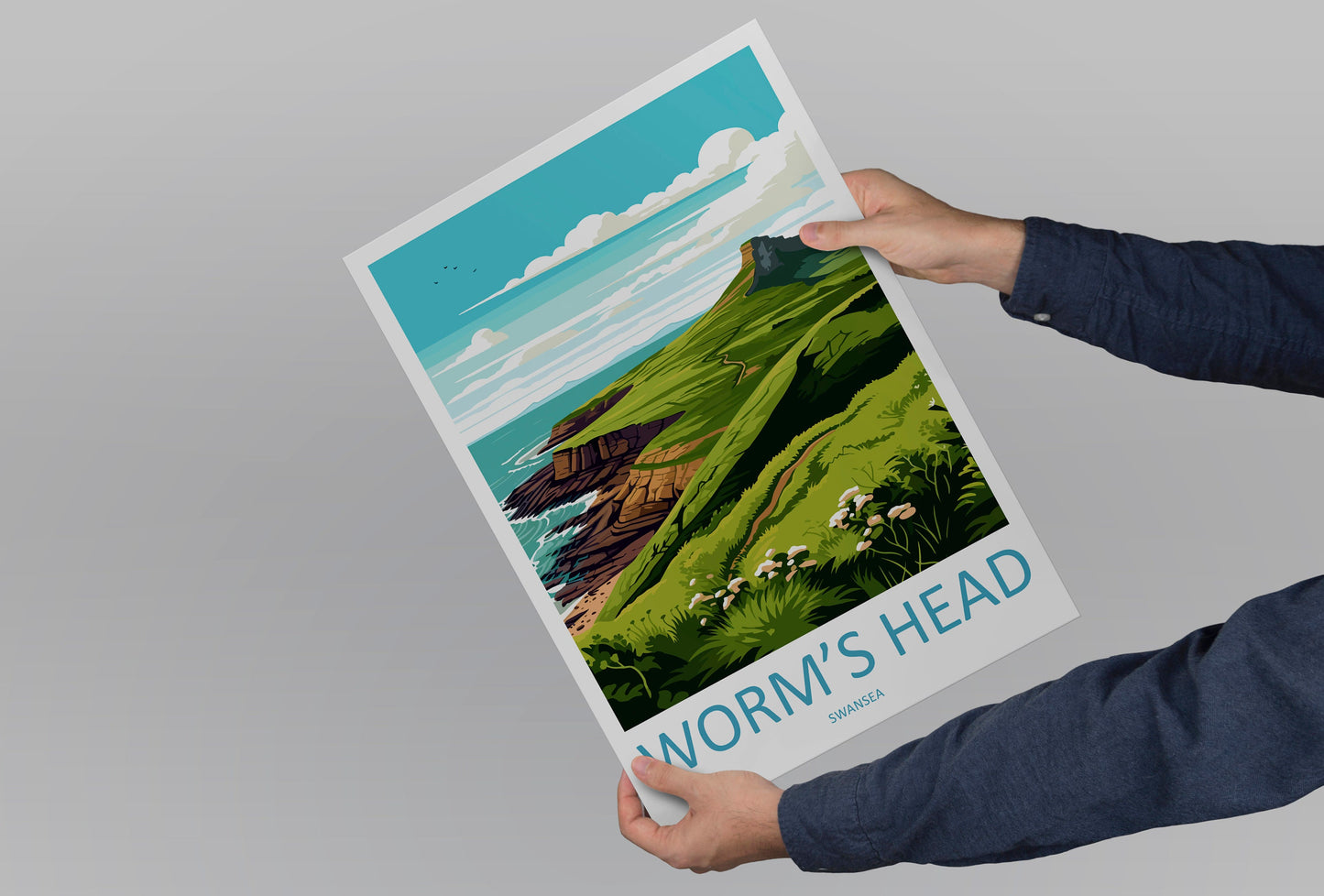 Worms Head Travel Print Wall Art Worms Head Wall Hanging Home Décor Worms Head Gift Art Lovers UK Art Lover Gift