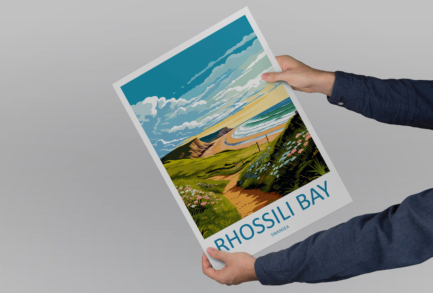 Rhossili Bay Travel Print Wall Art Rhossili Bay Wall Hanging Home Décor Rhossili Bay Gift Art Lover Gift Print Swansea Travel Print