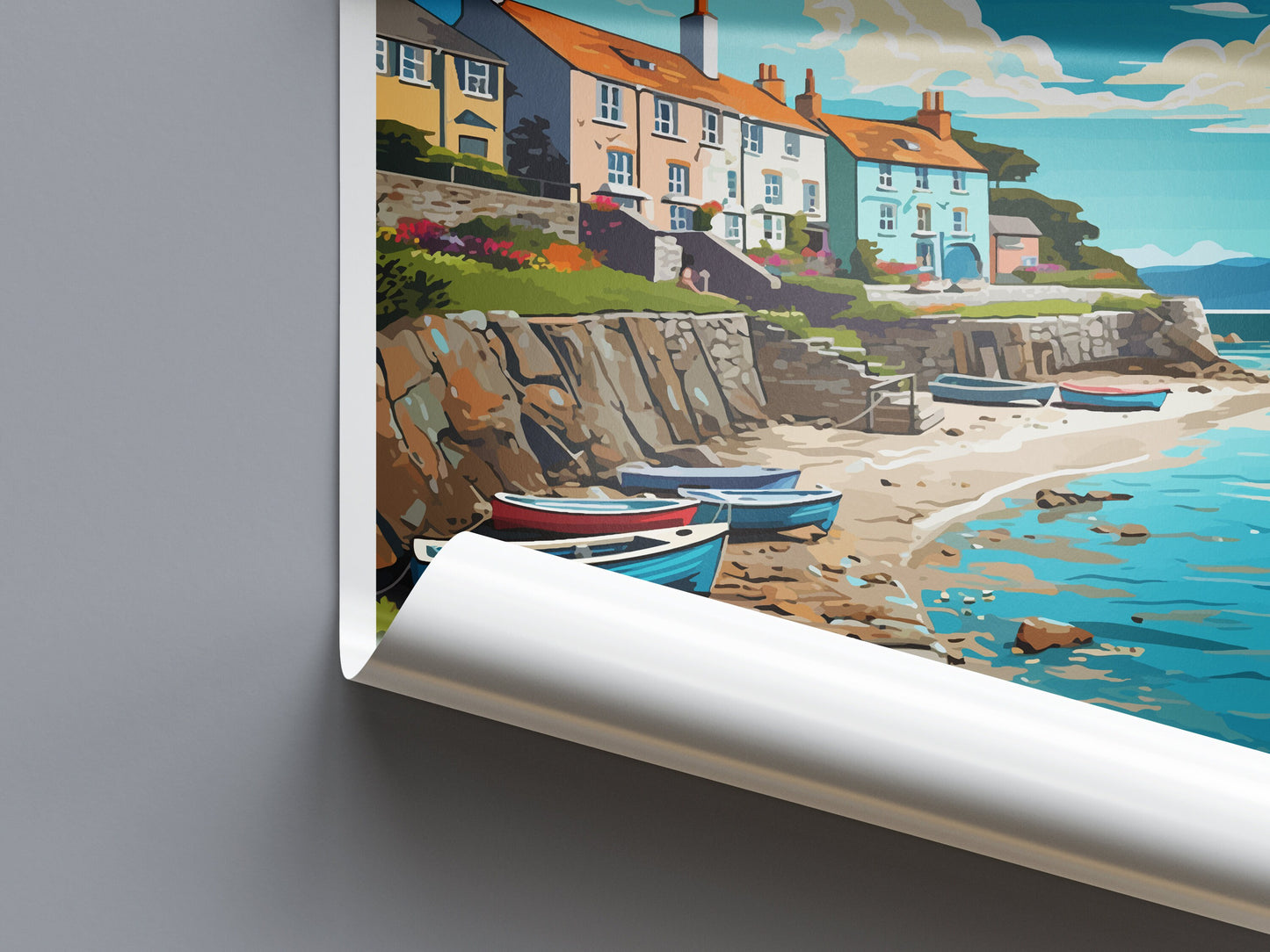 New Quay Travel Print Wall Art New Quay Wall Hanging Home Décor New Quay Gift Art Lovers Welsh Art Lover Gift Wales Wall Art
