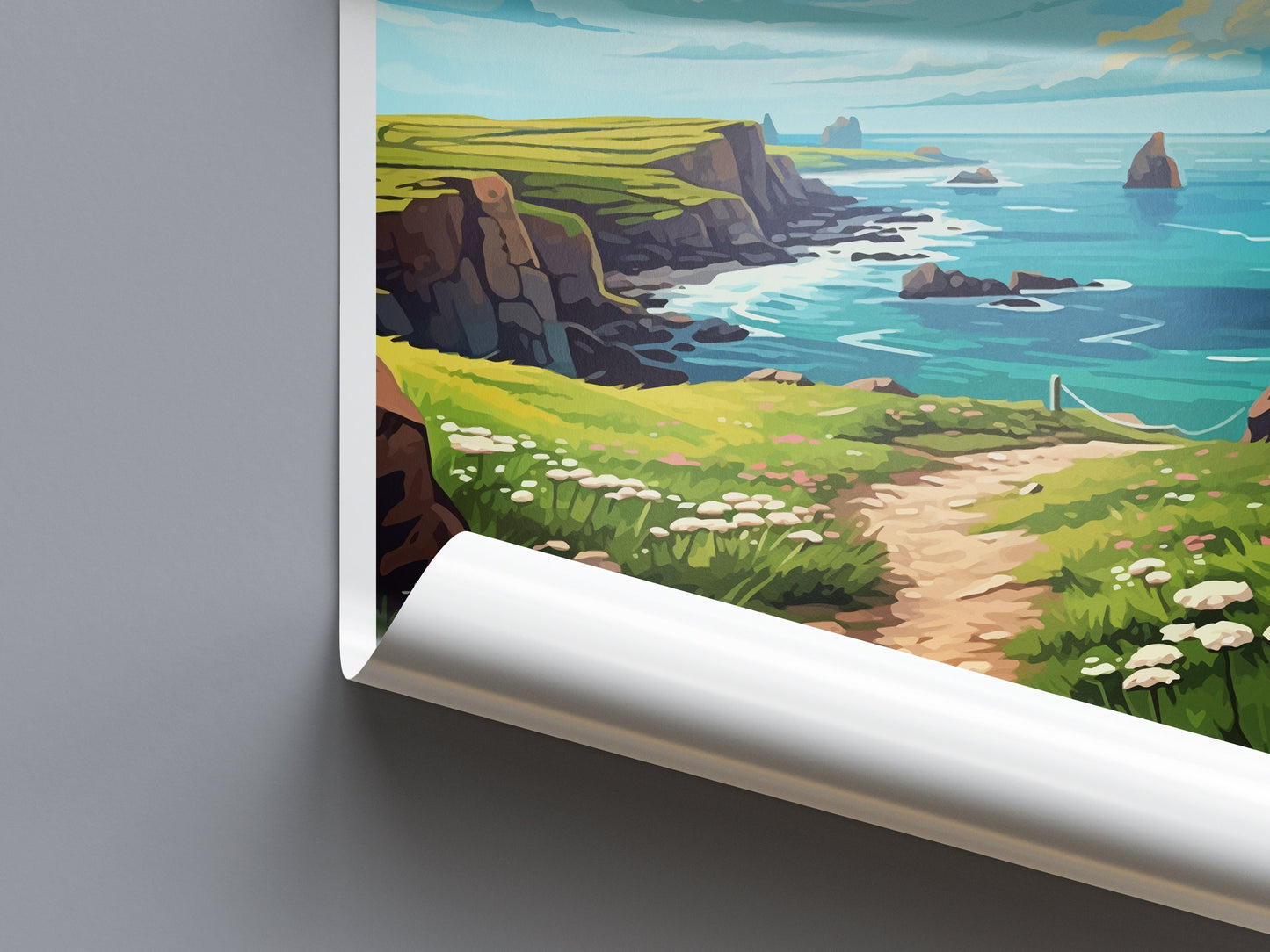 Lands End Travel Print Wall Art Lands End Wall Hanging Home Décor Lands End Gift Art Lovers Cornwall Art Lover Gift Lands End Art Poster