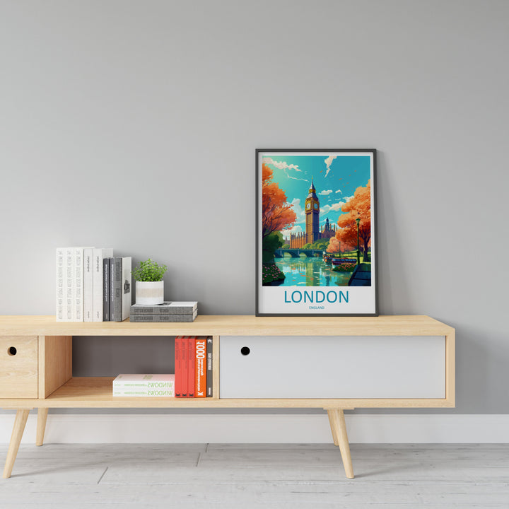 London Travel Print Wall Art London Wall Hanging Home Décor London Gift Art Lovers England Art Lover Gift London Travel Gift
