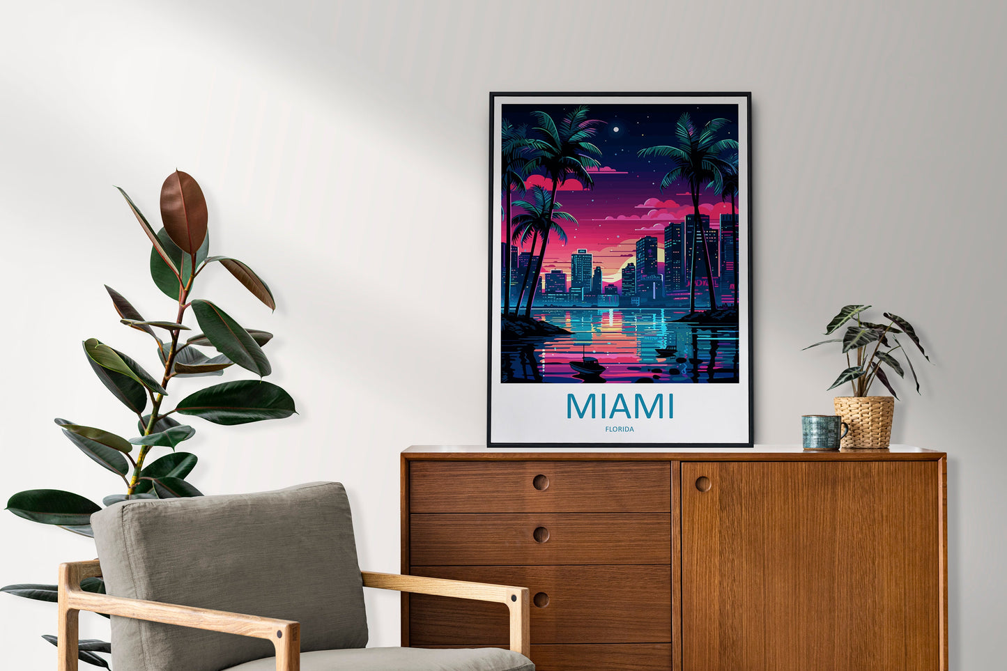 Miami Travel Print Wall Art Miami Wall Hanging Home Décor Miami Gift Art Lovers Florida Art Lover Gift Florida Print