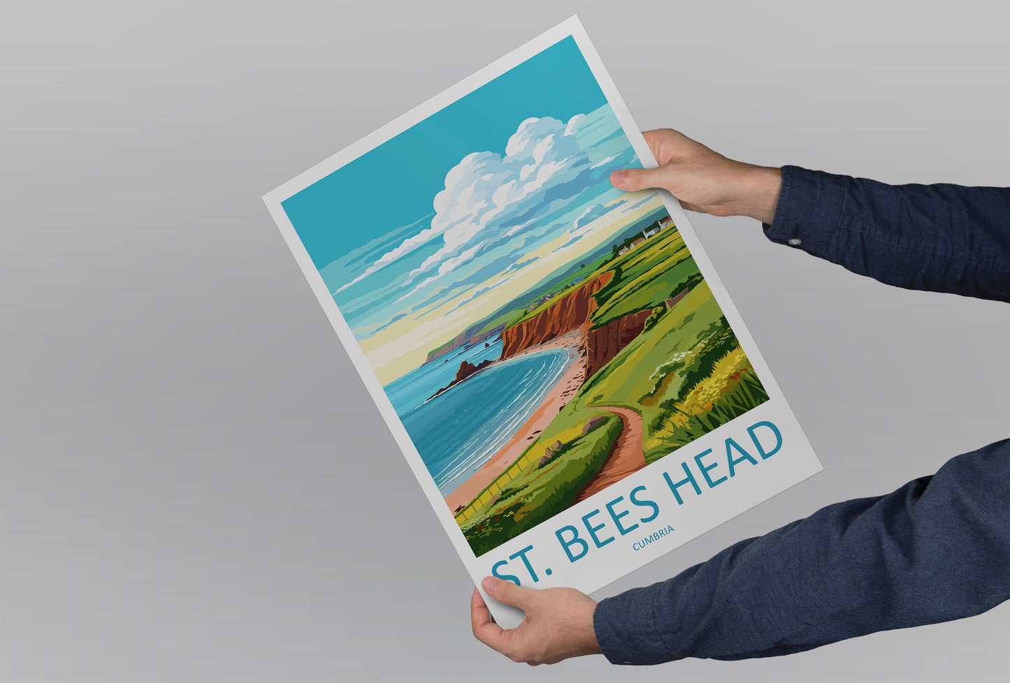 St Bees Head Travel Print Wall Art St Bees Head Wall Hanging Home Décor St Bees Head Gift Art Lovers Cumbria Art Lover Gift St Bees Head