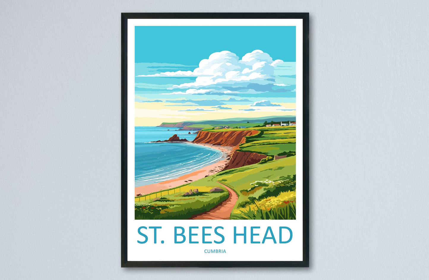St Bees Head Travel Print Wall Art St Bees Head Wall Hanging Home Décor St Bees Head Gift Art Lovers Cumbria Art Lover Gift St Bees Head