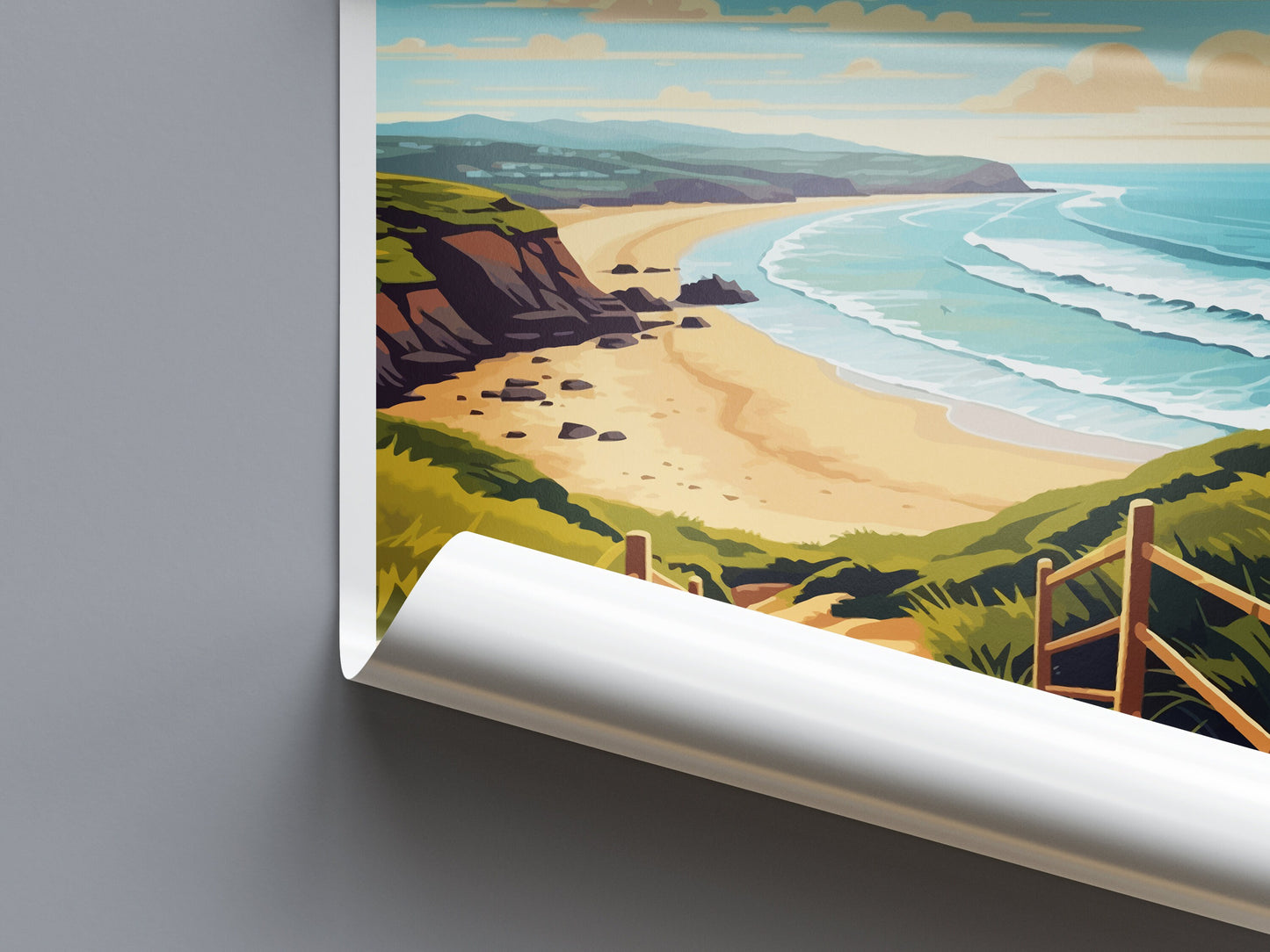 Perranporth Beach Print Perranporth Beach Home Decor Landscape Art Print Perranporth Beach Wall Nature Enthusiast Gift Wall Hanging