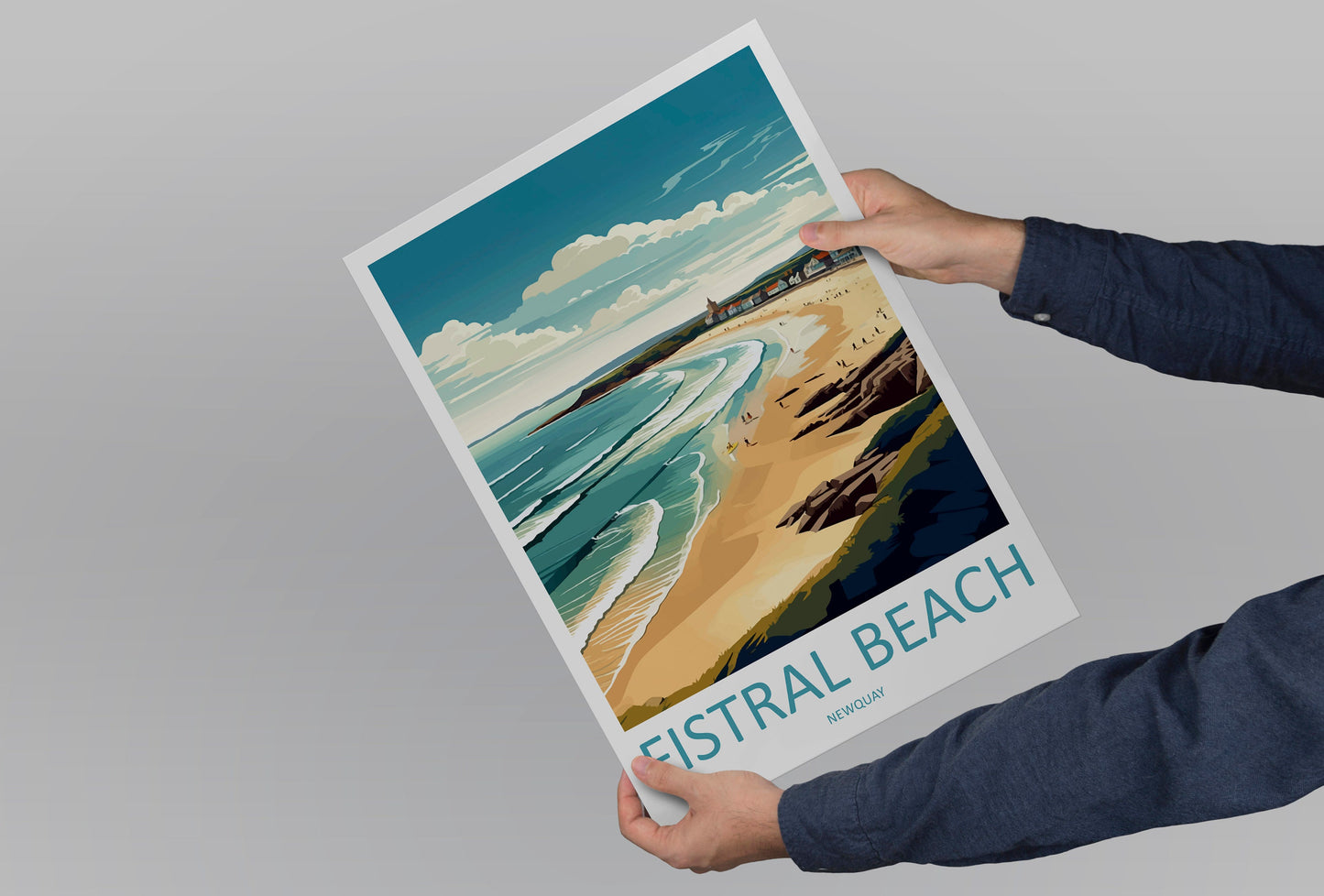 Fistral Beach Travel Print Wall Art Fistral Beach Wall Hanging Home Décor Newquay Gift Art Lovers Fistral Beach Art Lover Gift Newquay Art