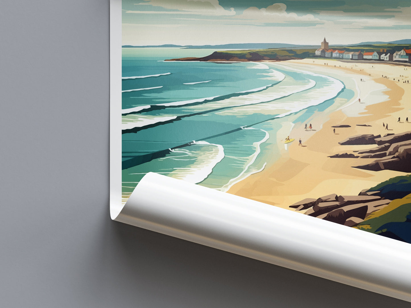 Fistral Beach Travel Print Wall Art Fistral Beach Wall Hanging Home Décor Newquay Gift Art Lovers Fistral Beach Art Lover Gift Newquay Art