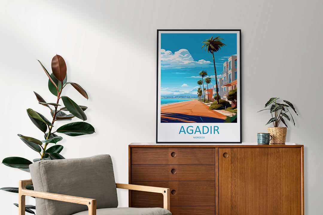 Agadir Travel Print Wall Art Agadir Wall Hanging Home Décor Agadir Gift Art Lovers Morocco Art Lover Gift Wall Art Morocco Art