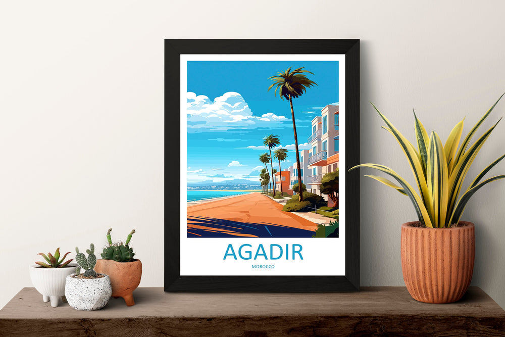 Agadir Travel Print Wall Art Agadir Wall Hanging Home Décor Agadir Gift Art Lovers Morocco Art Lover Gift Wall Art Morocco Art