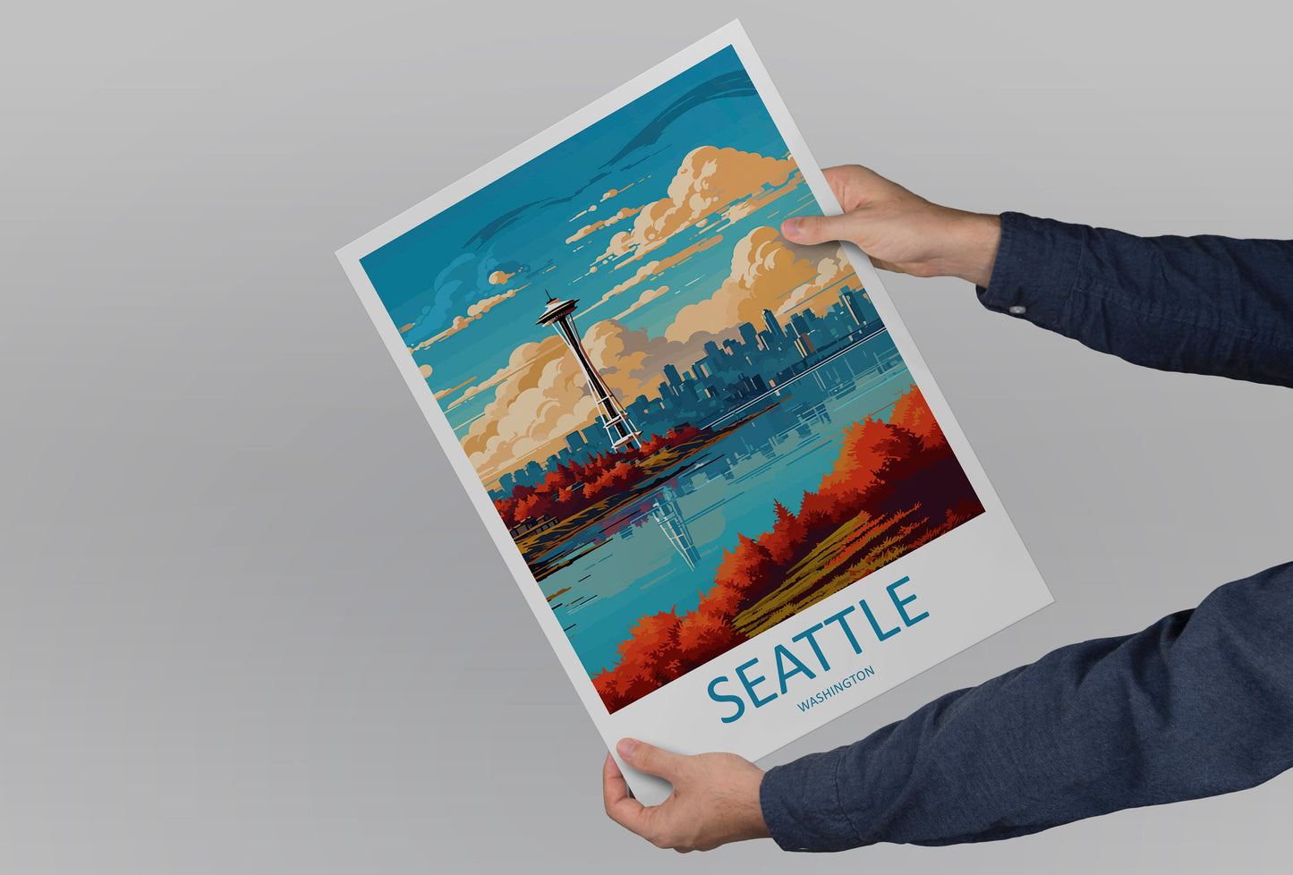 Seattle Travel Print Wall Art Seattle Wall Hanging Home Décor Seattle Gift Art Lovers Washington DC Art Lover Gift Washington DC Travel Art