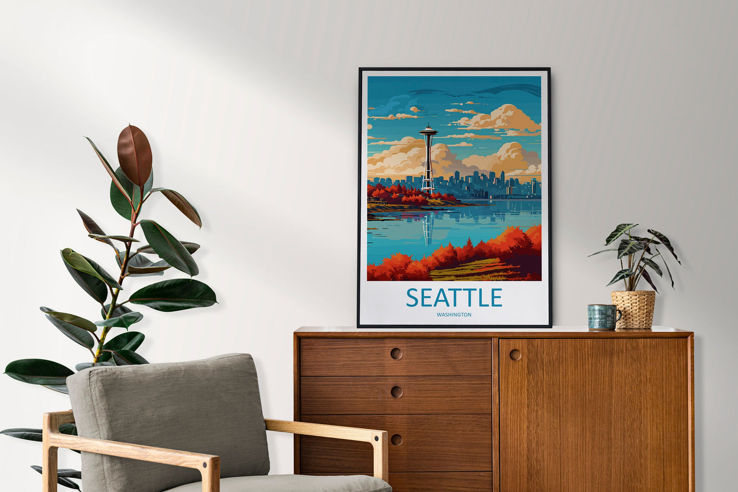 Seattle Travel Print Wall Art Seattle Wall Hanging Home Décor Seattle Gift Art Lovers Washington DC Art Lover Gift Washington DC Travel Art