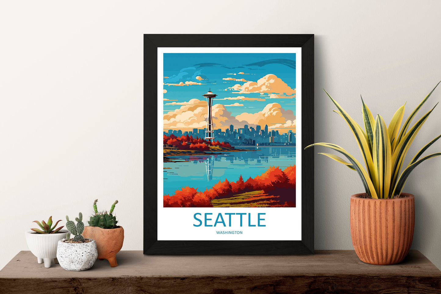 Seattle Travel Print Wall Art Seattle Wall Hanging Home Décor Seattle Gift Art Lovers Washington DC Art Lover Gift Washington DC Travel Art