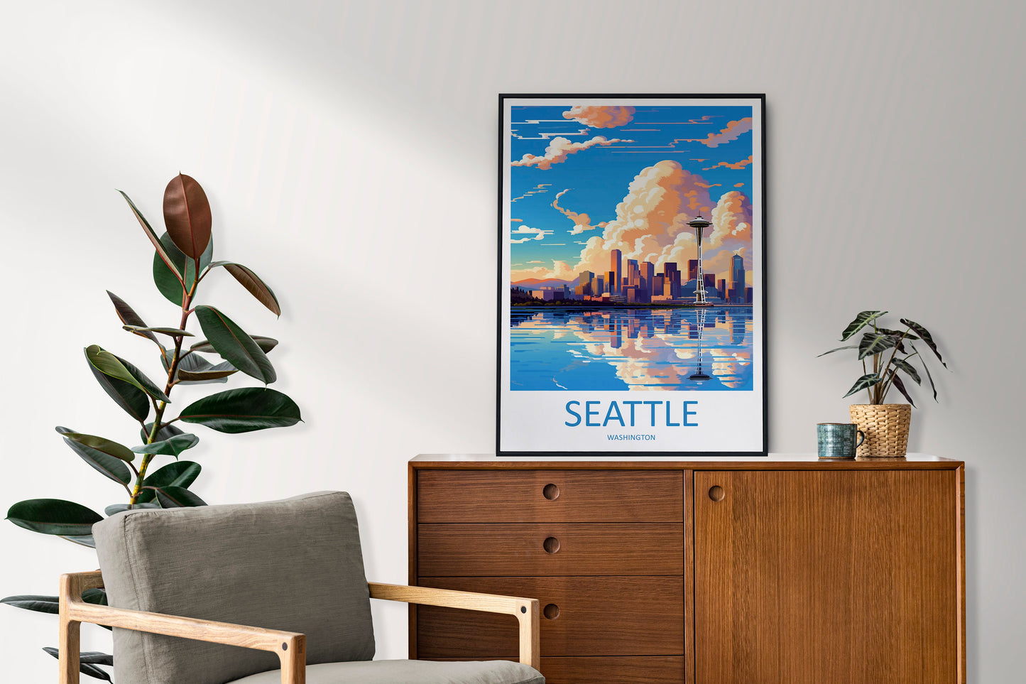 Seattle Travel Print Wall Art Seattle Wall Hanging Home Décor Seattle Gift Art Lovers Washington DC Art Lover Gift Washington DC Travel Art