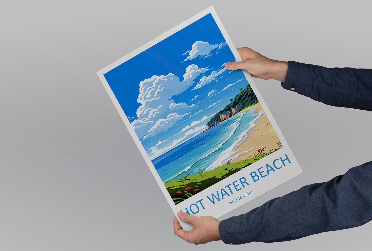 Hot Water Beach Travel Print Wall Art Hot Water Beach Wall Hanging Home Décor Hot Water Beach Gift Art Lovers New Zealand Travel Poster