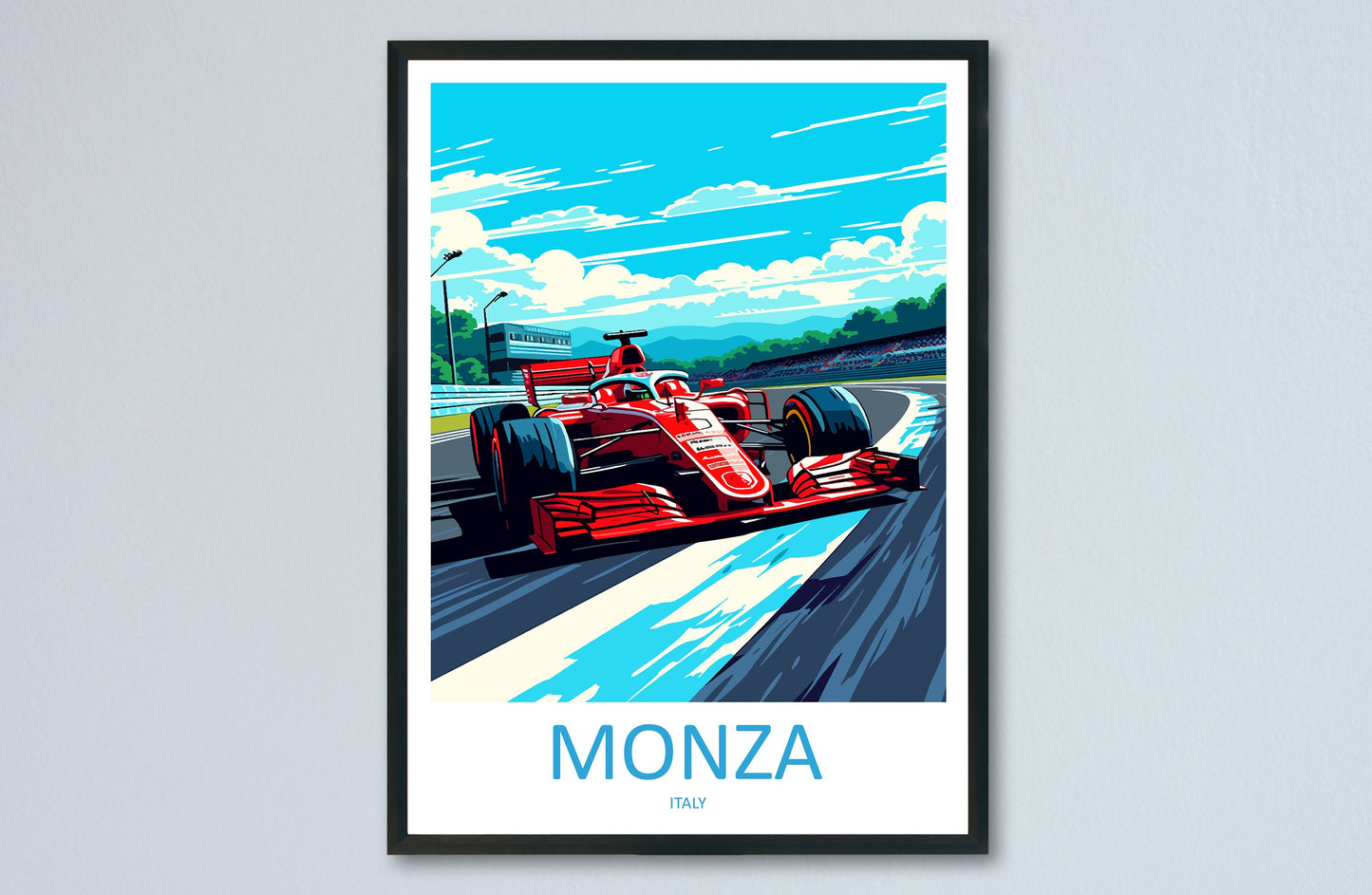 Monza Travel Print Wall Decor Monza Circuit Poster Motorsport Travel Print Art Print Racing Illustration Italy Race car Travel Art