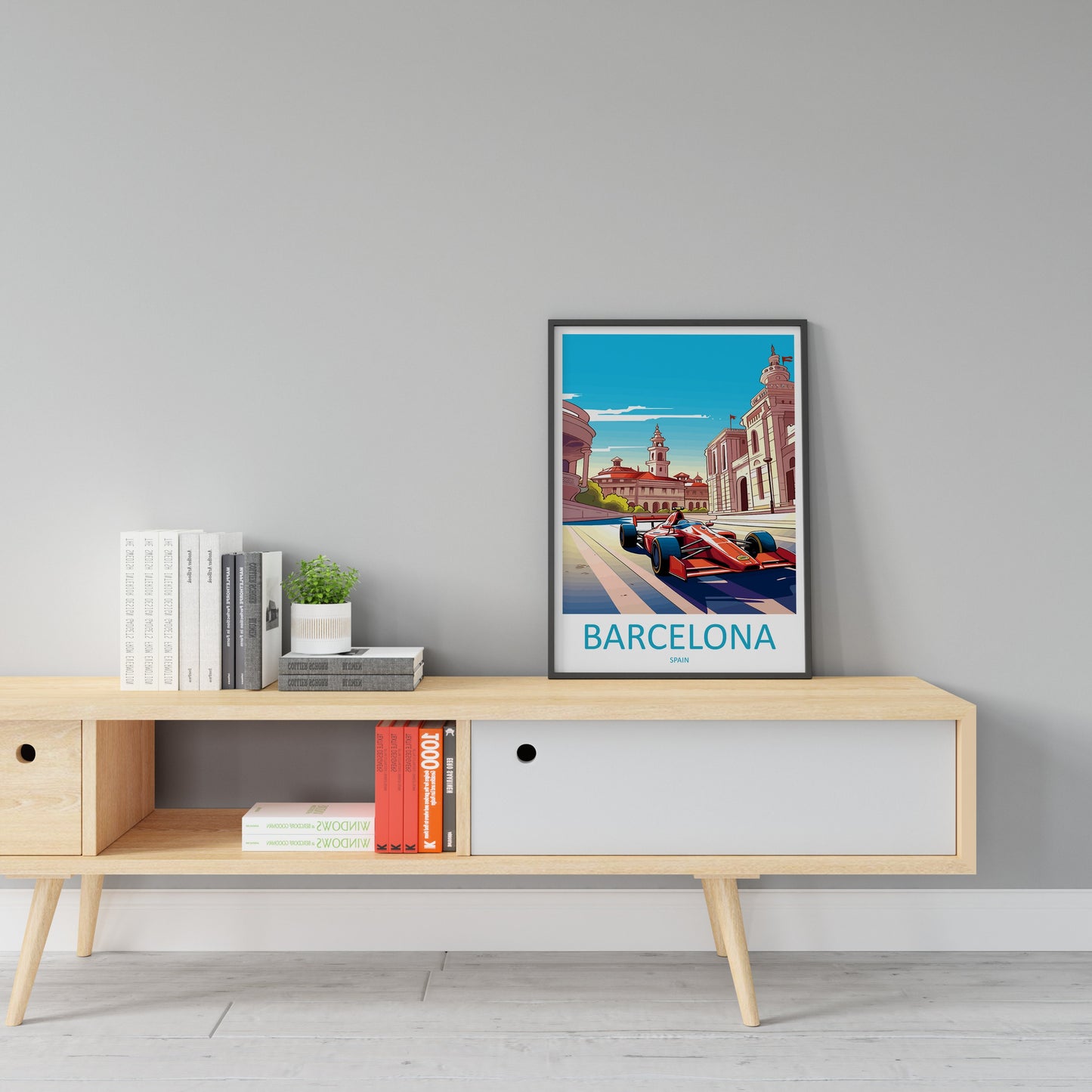 Barcelona Travel Print Wall Decor Barcelona Circuit Poster Motorsport Travel Print Art Print Racing Illustration Spain Race car Travel Art