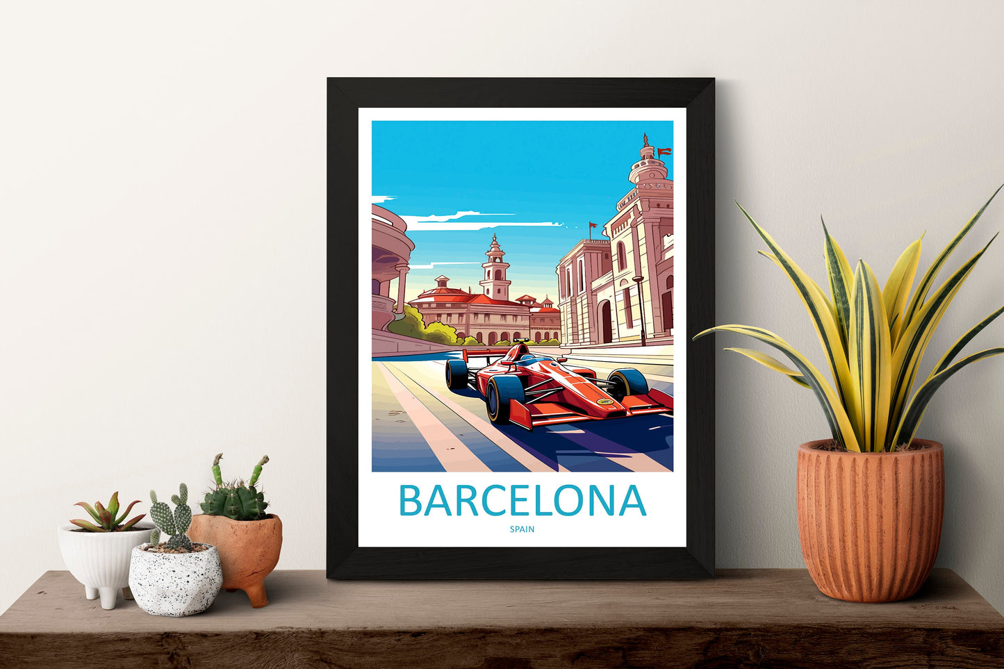 Barcelona Travel Print Wall Decor Barcelona Circuit Poster Motorsport Travel Print Art Print Racing Illustration Spain Race car Travel Art