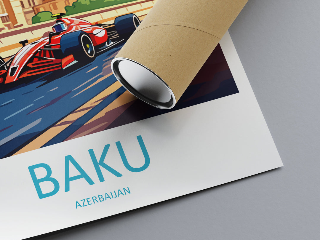 Baku Travel Print Wall Decor Baku Circuit Poster Motorsport Travel Print Art Print Racing Illustration Azerbaijan Race car Travel Art