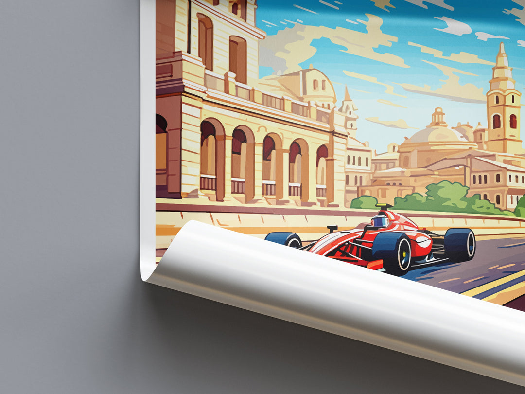 Baku Travel Print Wall Decor Baku Circuit Poster Motorsport Travel Print Art Print Racing Illustration Azerbaijan Race car Travel Art