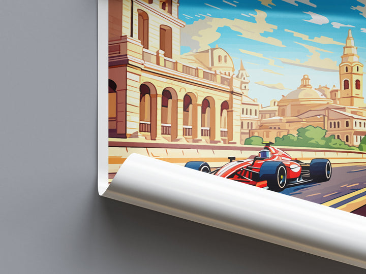 Baku Travel Print Wall Decor Baku Circuit Poster Motorsport Travel Print Art Print Racing Illustration Azerbaijan Race car Travel Art