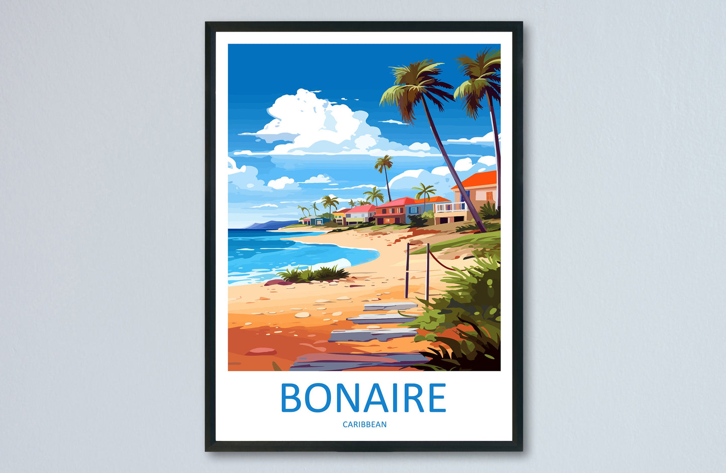 Bonaire Travel Print Wall Art Bonaire Wall Hanging Home Décor Bonaire Gift Art Lovers Wall Art Caribbean Travel Print Poster