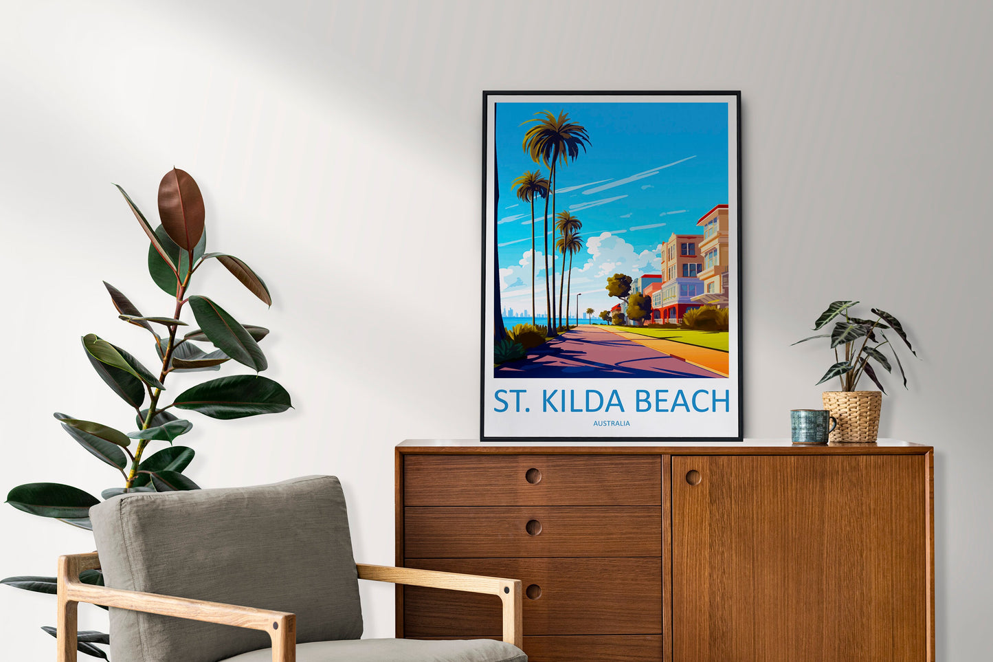 St Kilda Beach Travel Print Wall Art St Kilda Beach Wall Hanging Home Décor St Kilda Beach Gift Art Lovers Wall Art Australia Poster Deco