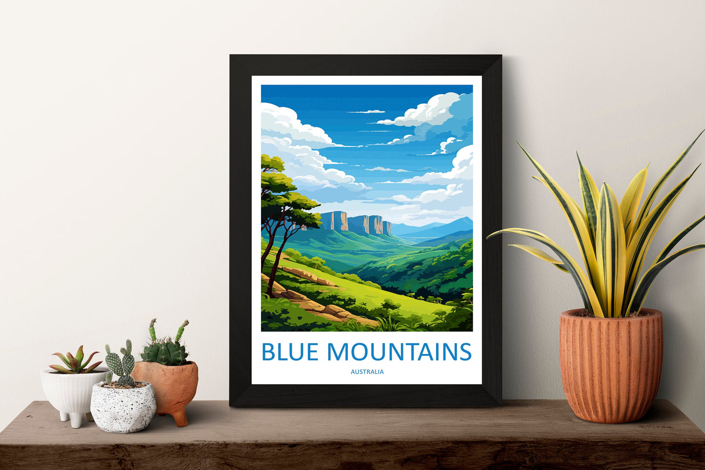 Blue Mountain Travel Print Wall Art Blue Mountain Wall Hanging Home Décor Blue Mountain Gift Art Lovers Wall Art Australia Poster Art