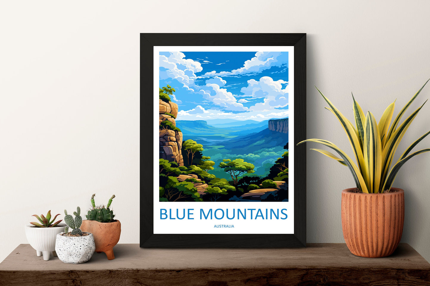 Blue Mountain Travel Print Wall Art Blue Mountain Wall Hanging Home Décor Blue Mountain Gift Art Lovers Wall Art Australia Poster Art