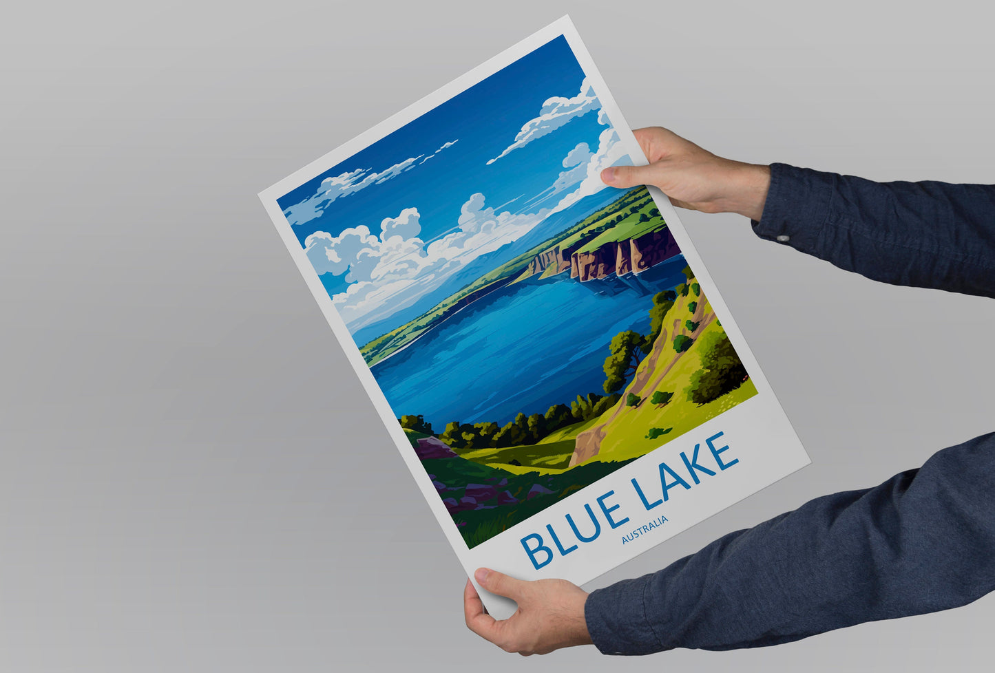 Blue Lake Travel Print Wall Art Blue Lake Wall Hanging Home Décor Blue Lake Gift Art Lovers Wall Art Australia Poster Art