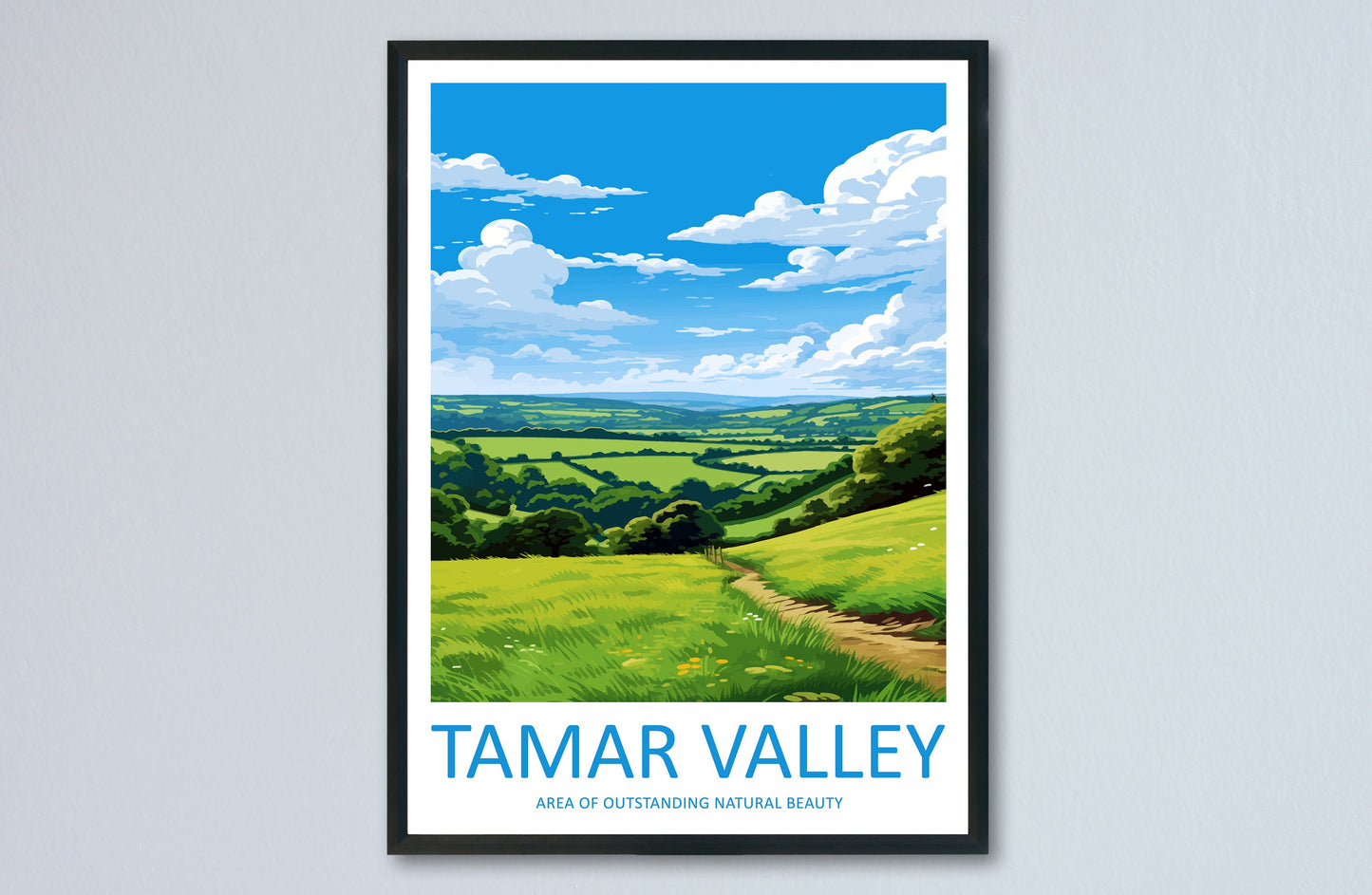 Tamar Valley Travel Print Wall Art Tamar Valley Wall Hanging Home Decor Tamar Valley Gift Art Lovers Wall Art AONB Wall Print AONB Print