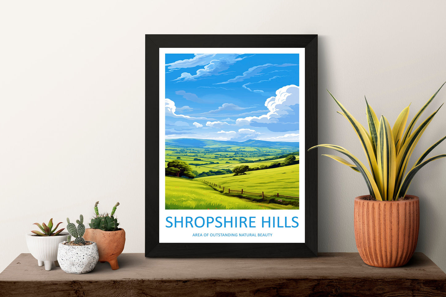 Shropshire Hills Travel Print Wall Art Shropshire Hills Wall Hanging Home Decor Shropshire Hills Gift Art Lovers Wall Art AONB Wall Print
