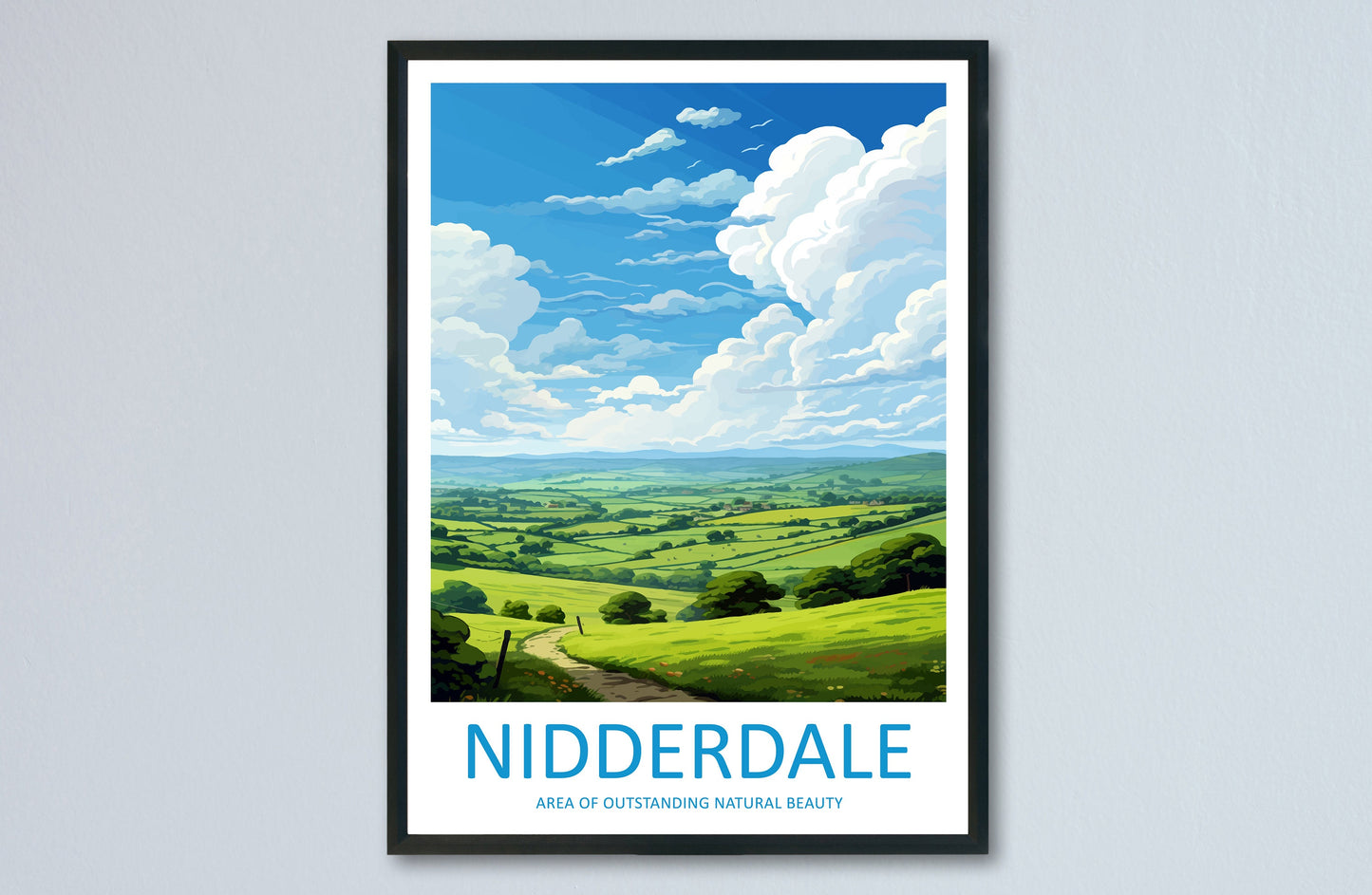 Nidderdale Travel Print Wall Art Nidderdale Wall Hanging Home Decor Nidderdale Gift Art Lovers Wall Art AONB Print Travel Poster