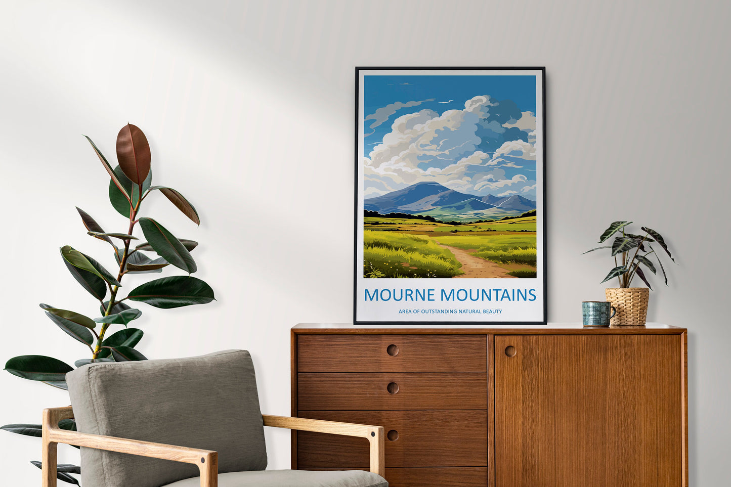 Mourne Mountains Travel Print Wall Art Mourne Mountains Wall Hanging Home Decor Mourne Mountains Gift Art Lovers Wall Art AONB Print