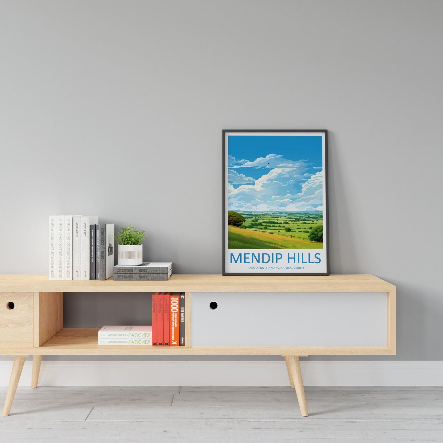 Mendip Hills Travel Print Wall Art Mendip Hills Wall Hanging Home Decor Mendip Hills Gift Art Lovers Wall Art AONB Print Travel Poster