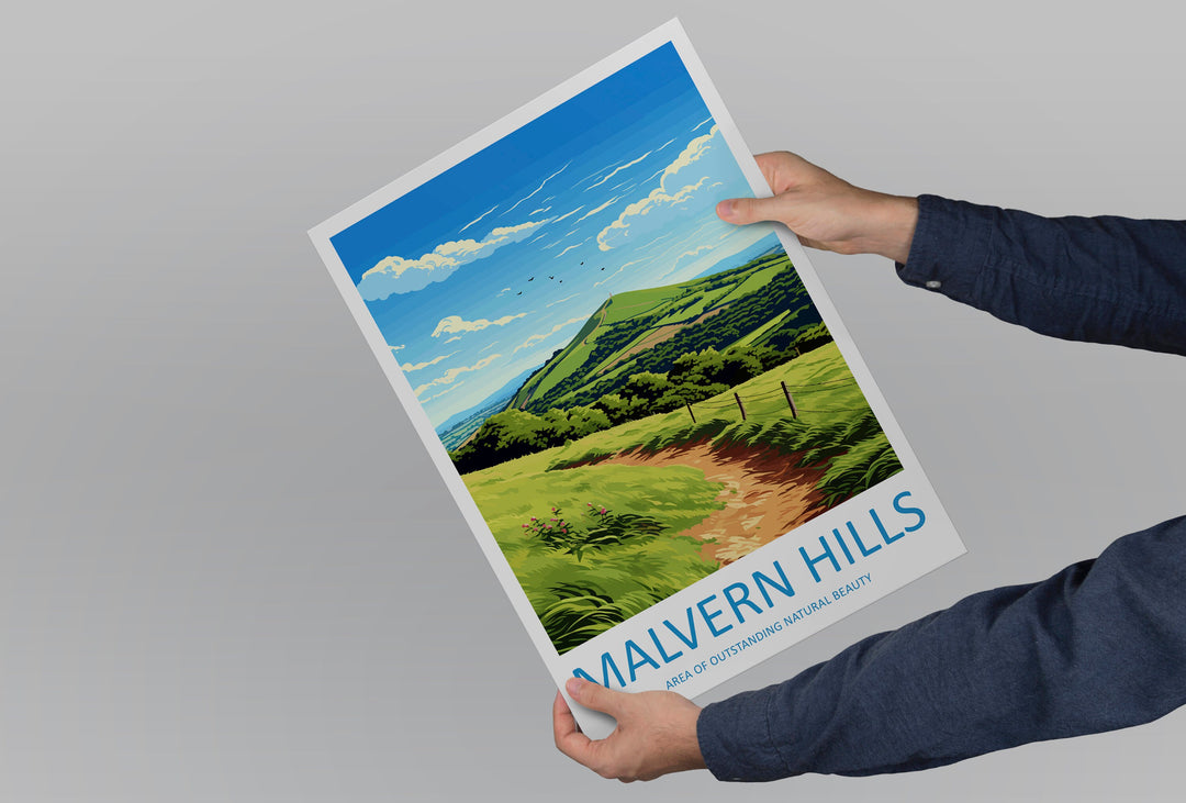 Malvern Hills Travel Print Wall Art Malvern Hills Wall Hanging Home Decor Malvern Hills Gift Art Lovers Wall Art AONB Print Travel Poster