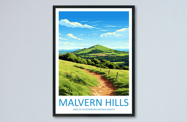Malvern Hills Travel Print Wall Art Malvern Hills Wall Hanging Home Decor Malvern Hills Gift Art Lovers Wall Art AONB Print Travel Poster