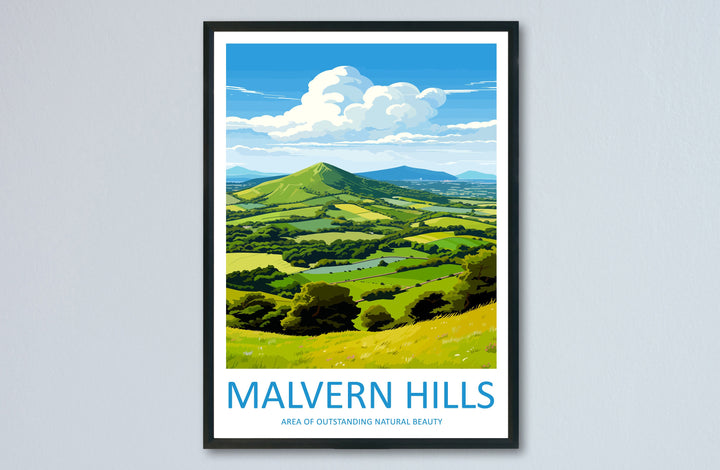 Malvern Hills Travel Print Wall Art Malvern Hills Wall Hanging Home Decor Malvern Hills Gift Art Lovers Wall Art AONB Print Travel Poster