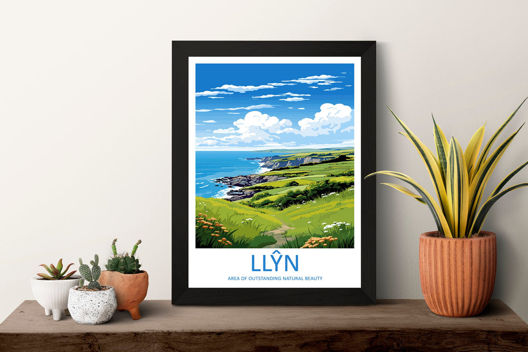 Llŷn Travel Print Wall Art Llŷn Wall Hanging Home Decor Llŷn Gift Art Lovers Wall Art AONB Print Travel Poster