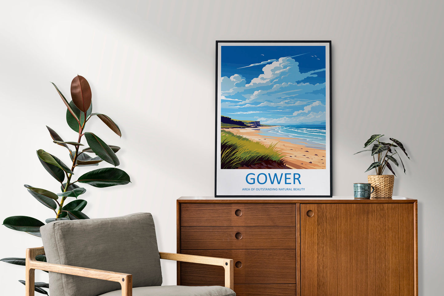 Gower Peninsula Travel Print Wall Art Gower Peninsula Wall Hanging Home Decor Gower Peninsula Gift Art Lovers Wall Art AONB Print