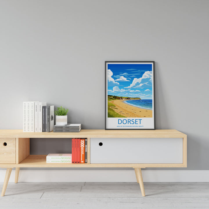Dorset Travel Print Wall Art Dorset Wall Hanging Home Decor Dorset Gift Art Lovers Wall Art AONB Print