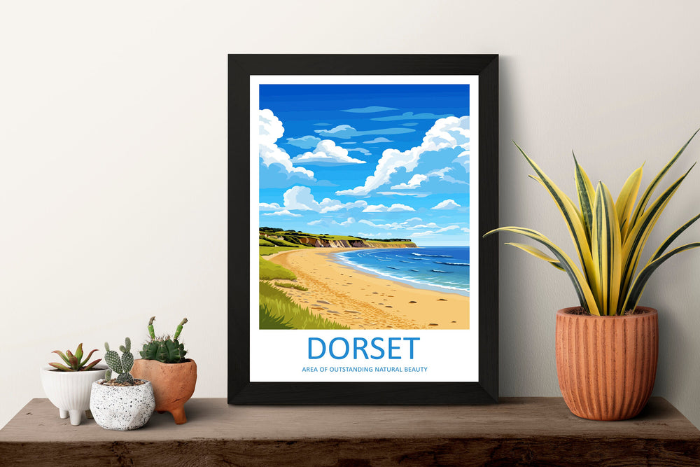 Dorset Travel Print Wall Art Dorset Wall Hanging Home Decor Dorset Gift Art Lovers Wall Art AONB Print