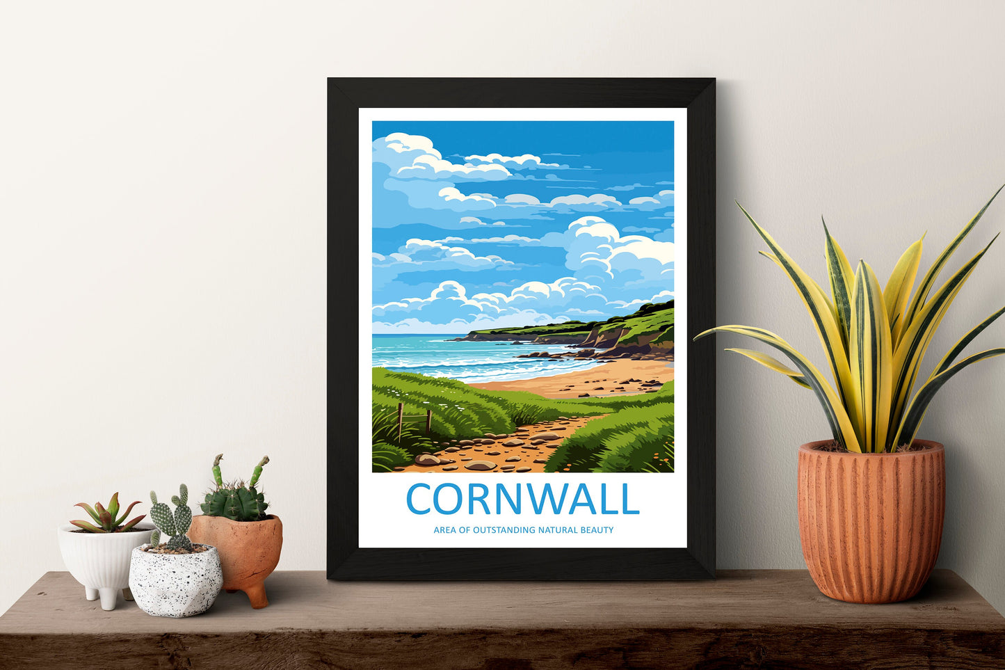 Cornwall Travel Print Wall Art Cornwall Wall Hanging Home Decor Cornwall Gift Art Lovers Wall Art AONB Print