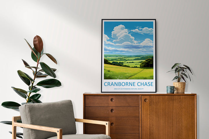 Cranborne Chase Travel Print Wall Art Cranborne Chase Wall Hanging Home Decor Cranborne Chase Gift Art Lovers Wall Art AONB Print