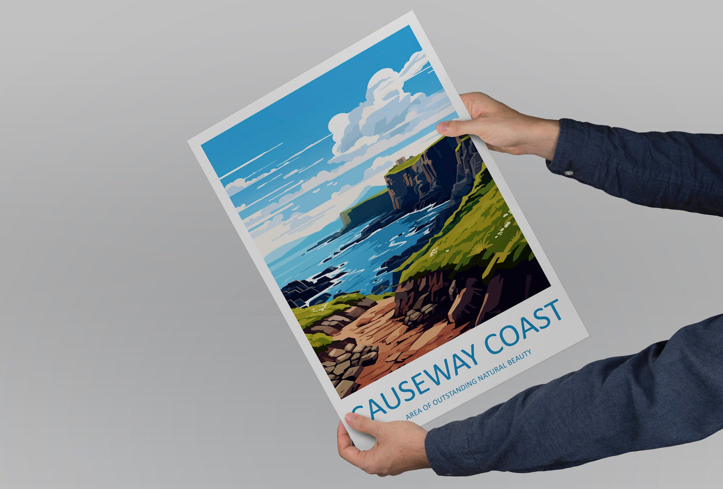 Causeway Coast Travel Print Wall Art Causeway Coast Wall Hanging Home Decor Causeway Coast Gift Art Lovers Wall Art AONB Print
