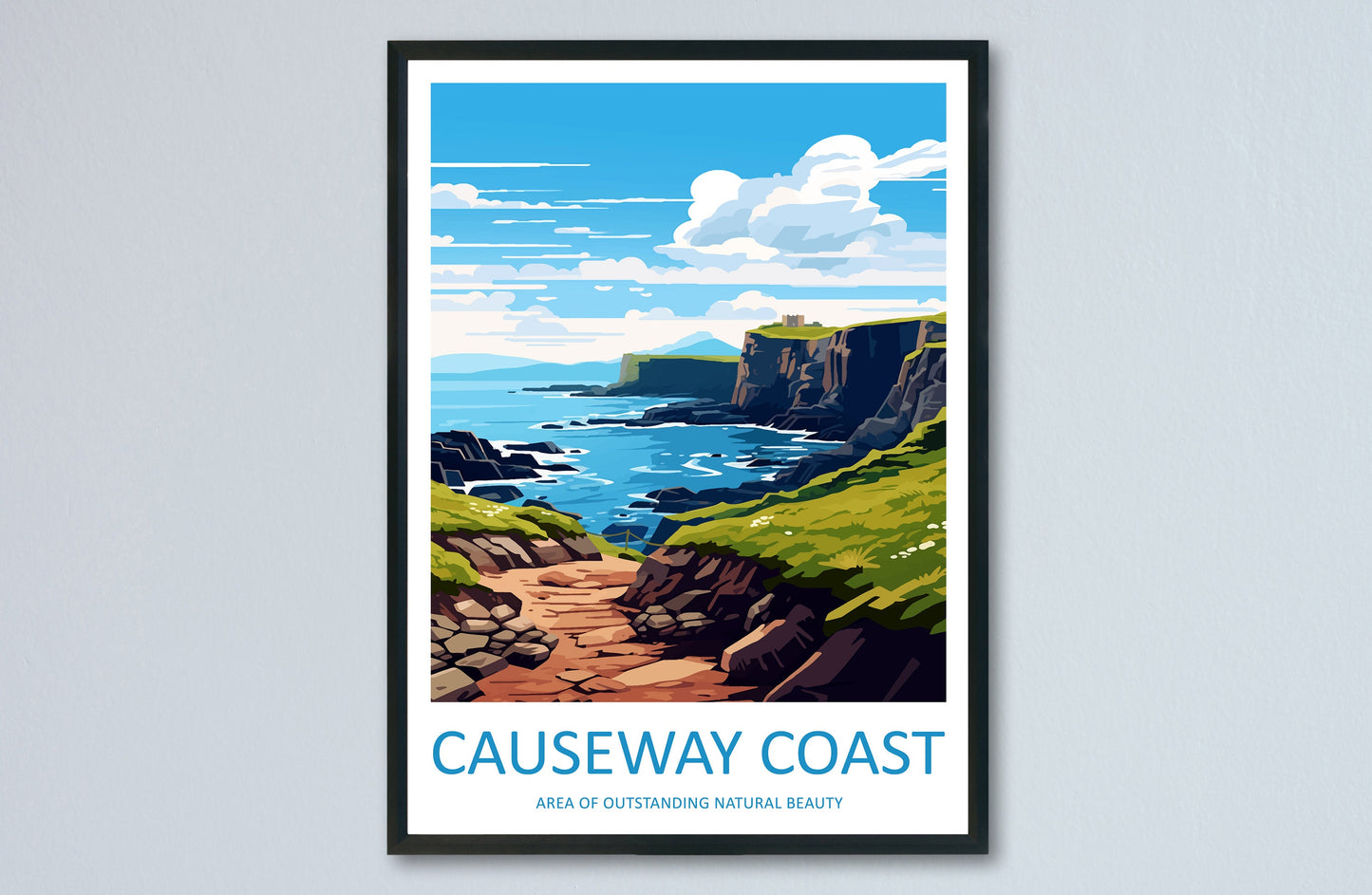 Causeway Coast Travel Print Wall Art Causeway Coast Wall Hanging Home Decor Causeway Coast Gift Art Lovers Wall Art AONB Print