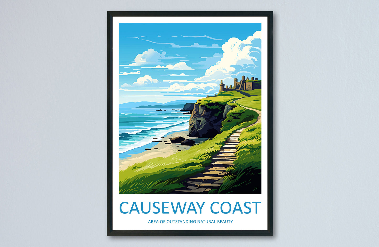 Causeway Coast Travel Print Wall Art Causeway Coast Wall Hanging Home Decor Causeway Coast Gift Art Lovers Wall Art AONB Print