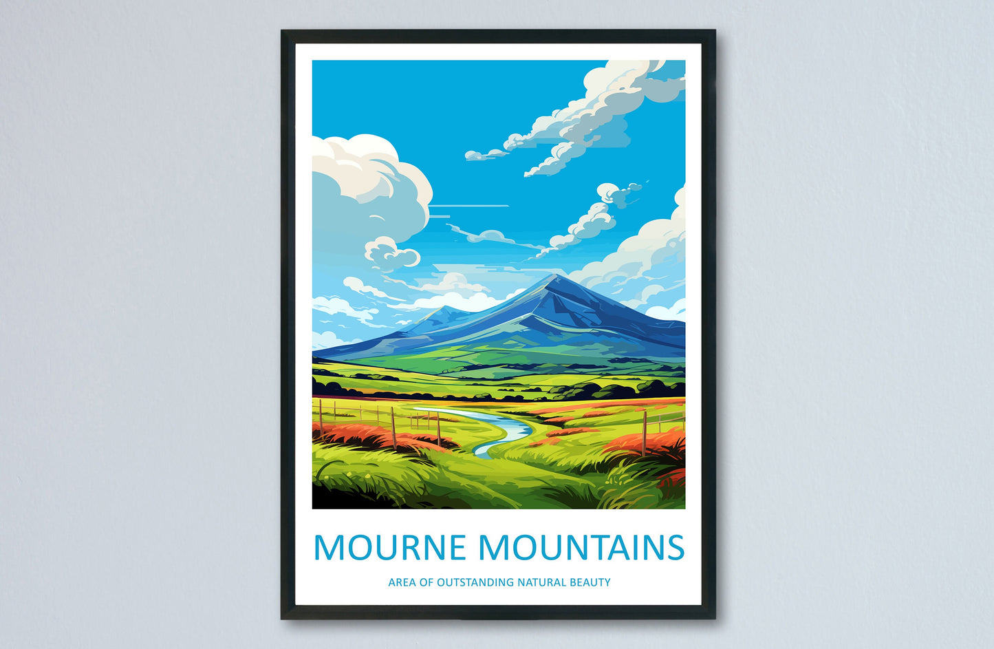Mourne Mountains Travel Print Wall Art Mourne Mountains Wall Hanging Home Decor Mourne Mountains Gift Art Lovers Wall Art AONB Print