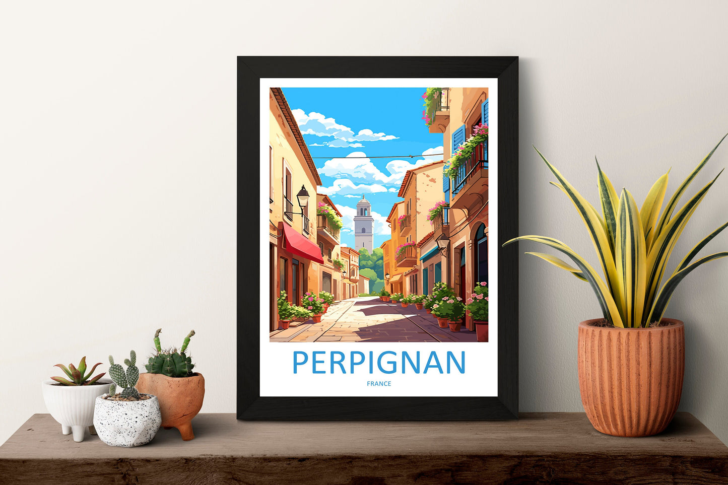 Perpignan Travel Print Wall Art Perpignan Wall Hanging Home Décor Perpignan Gift Art Lovers France Art Lover Gift Perpignan Print