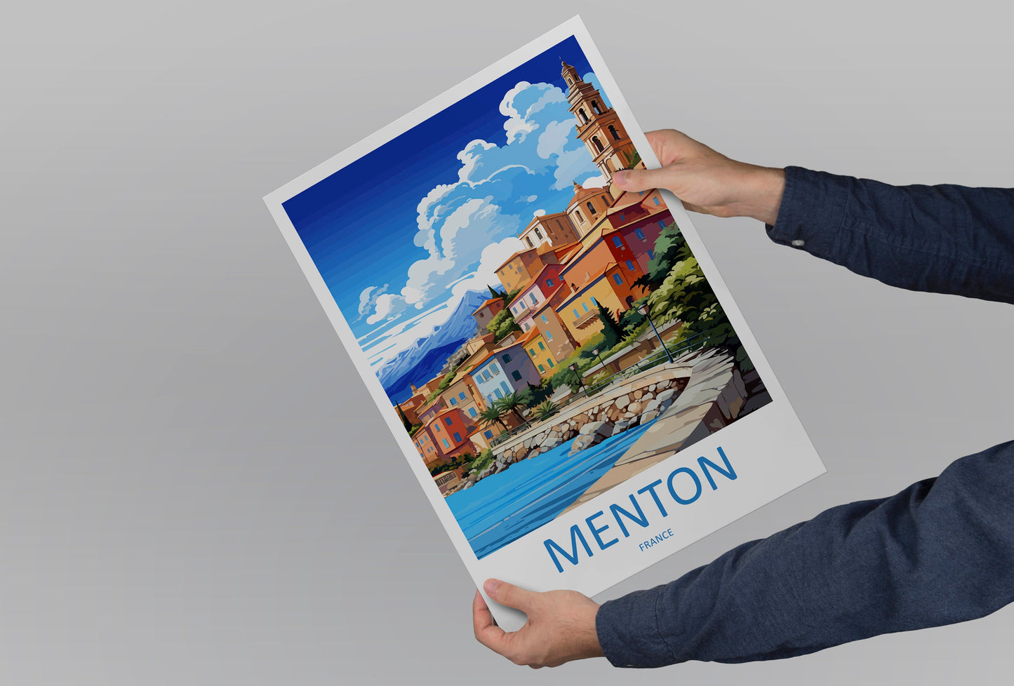 Menton Travel Print Wall Art Menton Wall Hanging Home Décor Menton Gift Art Lovers France Art Lover Gift Menton Print