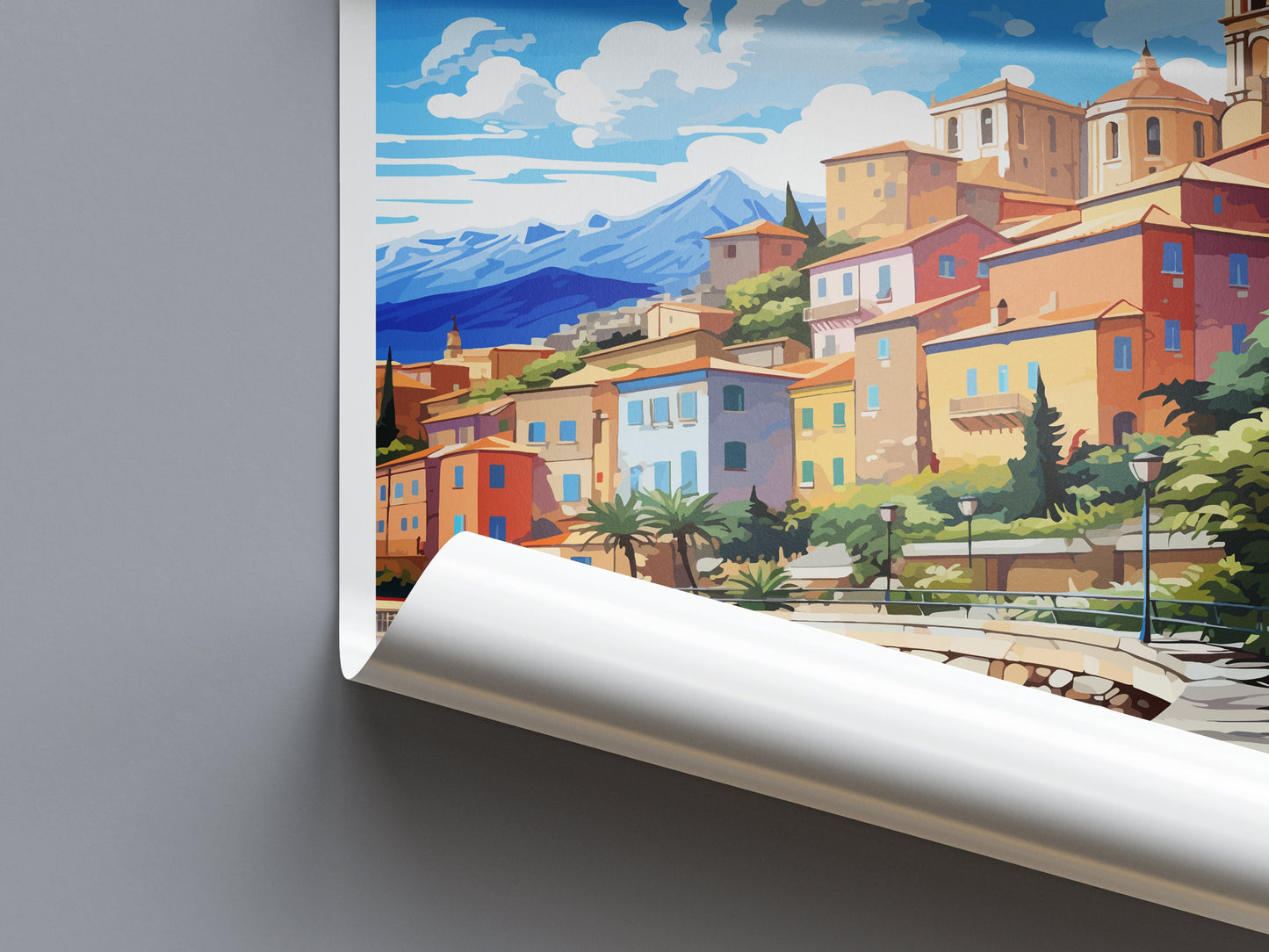 Menton Travel Print Wall Art Menton Wall Hanging Home Décor Menton Gift Art Lovers France Art Lover Gift Menton Print